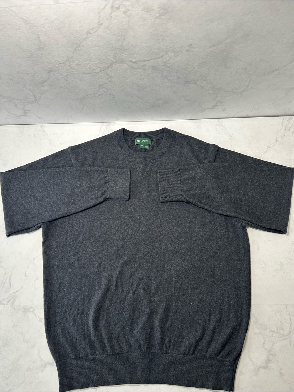 Orvis Men’s M Charcoal Gray Silk Cashmere Cotton Crewneck Sweater